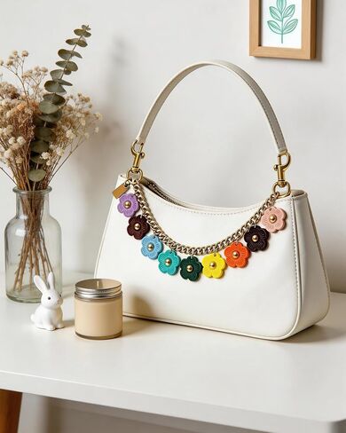 Flower Purse Charm Colorful Metal Keychain Bag Charms for Tote Bags & Handbags Gold Chain Versatile Chain Extender for Wallets in Saudi Arabia