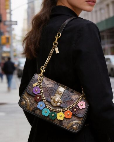 Flower Purse Charm Colorful Metal Keychain Bag Charms for Tote Bags & Handbags Gold Chain Versatile Chain Extender for Wallets in Saudi Arabia