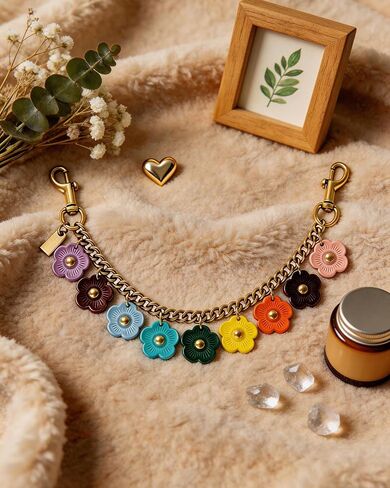 Flower Purse Charm Colorful Metal Keychain Bag Charms for Tote Bags & Handbags Gold Chain Versatile Chain Extender for Wallets in Saudi Arabia