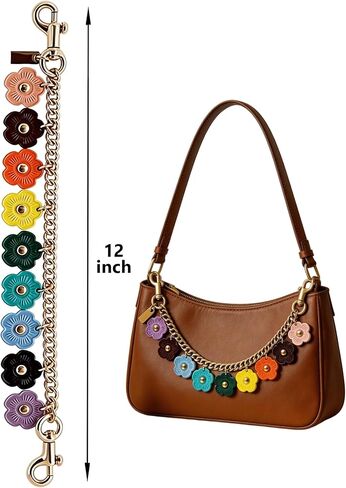 Flower Purse Charm Colorful Metal Keychain Bag Charms for Tote Bags & Handbags Gold Chain Versatile Chain Extender for Wallets in Saudi Arabia