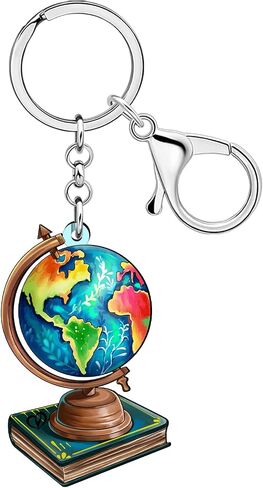 DUOWEI Acrylic Globe Keychain Accessories Teacher Gifts for Women Traveler, World Map Earth Key Chain for Backpack Bag Charms in Kuwait