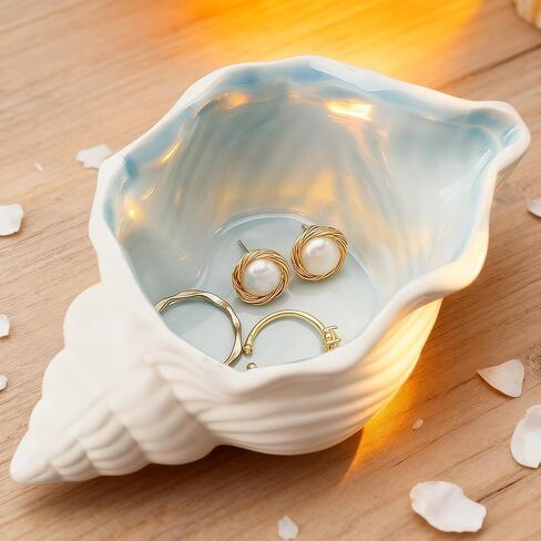 Watercolor Ocean Ring Dish - Ceramic Jewelry Tray Starfish Trinket Dish Coastal Decor Birthday Gifts for Women, Decorative Ring Holder for Mother Daughter Friends Bridesmaid Wedding Gift in Kuwait