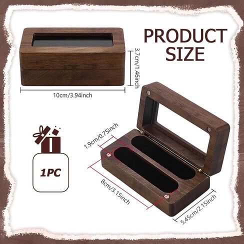 PH PandaHall 2 Slots Walnut Wooden Ring Box Wedding Ring Holder with Window Rings Display Holder Rectangle Bearer Boxes Jewelry Storage Cases for for 2 to 4 Rings Proposal Engagement Anniversary in Kuwait