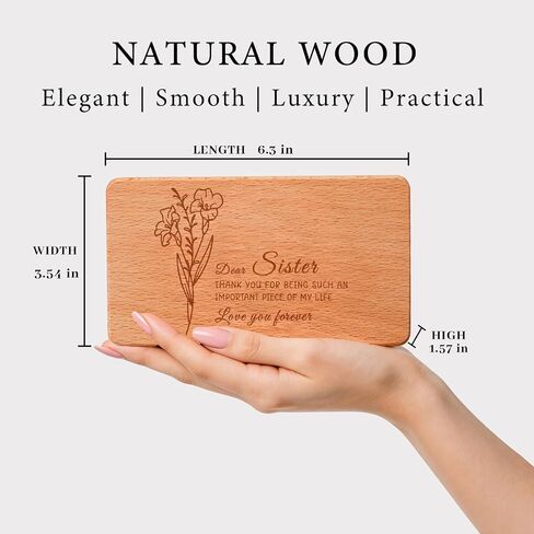 Engraved Wood Jewelry Box for Sisters, Sisters Birthday Gifts from Sister, Natural Beech Wood Velvet Lined Jewelry Organizer Storage, Best Sister Ever Gifts (6.3" L x 3.54''W x 1.57" H) in Saudi Arabia