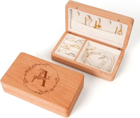 Engraved Wood Jewelry Box for Sisters, Sisters Birthday Gifts from Sister, Natural Beech Wood Velvet Lined Jewelry Organizer Storage, Best Sister Ever Gifts (6.3" L x 3.54''W x 1.57" H) in Saudi Arabia