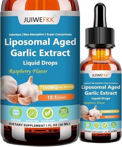 Aged Garlic Extract Liquid Drop 500mg, 15:1 Extract Odorless Organic Garlic Supplement for Heart & Immune Cardiovascular Health, Fast Absorption Liposomal Tech Formula for Men & Women Daily Wellness in Saudi Arabia