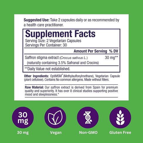 Paradise Herbs Saffr-Tone, Saffron Extract, Active Whole Spectrum Extract, Super Potent, Ultra Pure, Vegan, Non-GMO, Gluten Free, 60 Vegetarian Capsules in Saudi Arabia