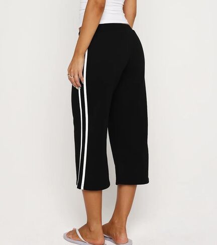 Adoeren Women Y2k Low Rise Drawstring Capri Pants Wide Leg Knee Length Joggers Cropped Sweatpants Bermuda Shorts in Saudi Arabia