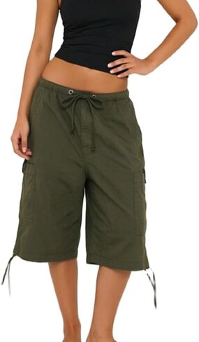 Adoeren Women Y2k Low Rise Drawstring Capri Pants Wide Leg Knee Length Joggers Cropped Sweatpants Bermuda Shorts in Saudi Arabia