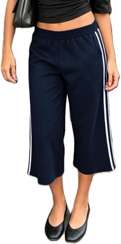 Adoeren Women Y2k Low Rise Drawstring Capri Pants Wide Leg Knee Length Joggers Cropped Sweatpants Bermuda Shorts in Saudi Arabia