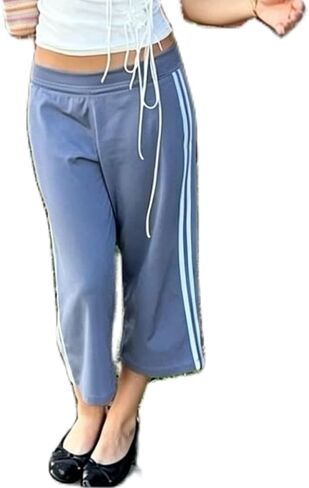 Adoeren Women Y2k Low Rise Drawstring Capri Pants Wide Leg Knee Length Joggers Cropped Sweatpants Bermuda Shorts in Saudi Arabia