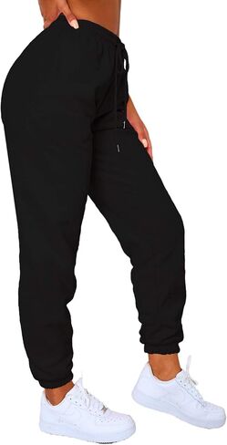 Women's high-Waisted Loose-Fitting Elastic Drawstring Sweatpants with Pockets in Kuwait