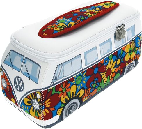BRISA VW Collection - Volkswagen Neoprene Universal Makeup Cosmetic Travel Pharmacy Bag Pouch T1 Campervan Bus (Flower/Multi/Large) in Kuwait