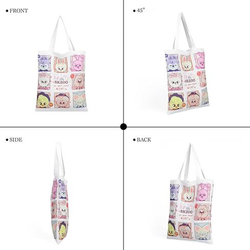 SKZ Merch Canvas Tote Bag for Stay Fans, White, Cotton Outer, Adjustable Strap, 5.3L Capacity, Unisex in Saudi Arabia