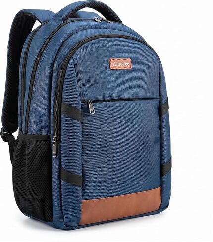 Amovee Water Resistant Anti-Theft Travel Laptop Backpack, Premium Nylon Business Backpack with Luggage Strap, Heavy-Duty Daypack for Men Fits 15.6 17.3 Inch Computer, Black in Saudi Arabia