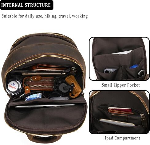 Men’s Vintage Full Grain Leather Sling Bag Crossbody Chest Daypack for Travel/Hiking in Saudi Arabia