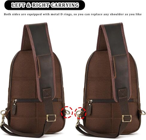 Men’s Vintage Full Grain Leather Sling Bag Crossbody Chest Daypack for Travel/Hiking in Saudi Arabia