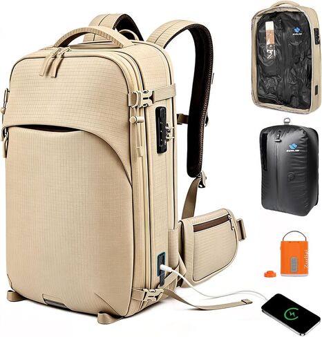Zurligi Vacuum Seal Travel Backpack with Removable Hip Belt & Vacuum Bag with Pump, Compression Travel Backpack with Vacuum System Expandable 40-60L Carry-On Backpack for Travel Business in Saudi Arabia
