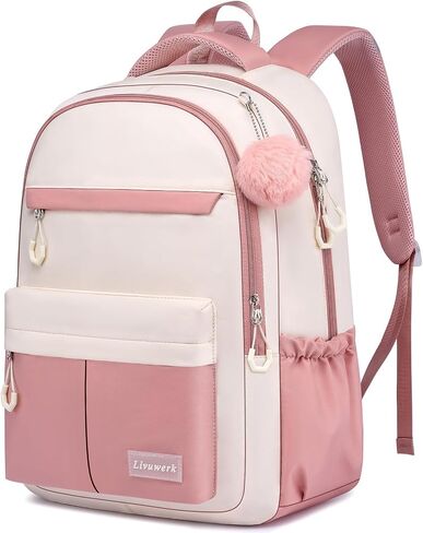 School Laptop Backpack for Teen Girls: 17.3 Inch Cute College Bookbag Waterproof Book Bags Anti-theft Travel Daypack Casual Back Pack Elementary Middle High School Bag for Kids Students Women Pink in Kuwait