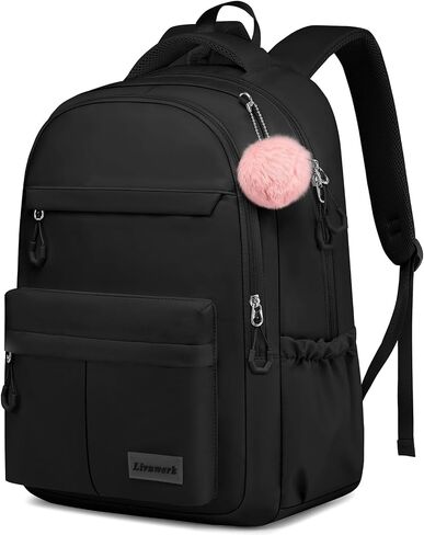 School Laptop Backpack for Teen Girls: 17.3 Inch Cute College Bookbag Waterproof Book Bags Anti-theft Travel Daypack Casual Back Pack Elementary Middle High School Bag for Kids Students Women Pink in Kuwait