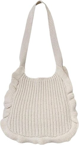 ENBEI Women's Crochet Tote Bag Knit Shoulder bag, Beach Bag, Cute Eco-Friendly Handmade Tote for Shopping, Travel, Daily Use in Saudi Arabia