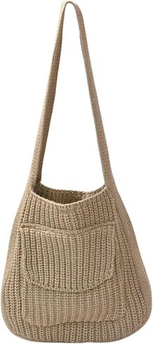 ENBEI Women's Crochet Tote Bag Knit Shoulder bag, Beach Bag, Cute Eco-Friendly Handmade Tote for Shopping, Travel, Daily Use in Saudi Arabia