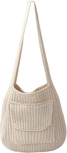 ENBEI Women's Crochet Tote Bag Knit Shoulder bag, Beach Bag, Cute Eco-Friendly Handmade Tote for Shopping, Travel, Daily Use in Saudi Arabia