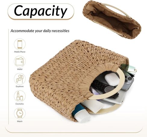Summer Straw Purse for Women Woven Straw Tote Beach Purse Handbag for Party Vacation in Kuwait