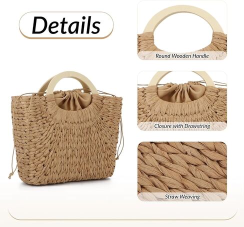 Summer Straw Purse for Women Woven Straw Tote Beach Purse Handbag for Party Vacation in Kuwait