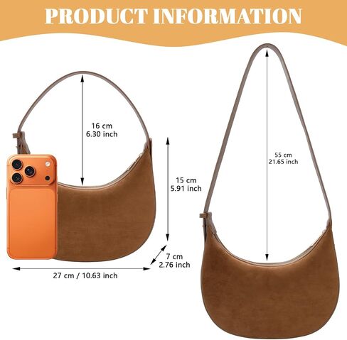 Suede Crossbody Bag for Women Crescent Shoulder Bag Vintage Hobo Handbag Purses Trendy Tote Handbags with Adjustable Strap | Suede Shoulder Bag in Saudi Arabia