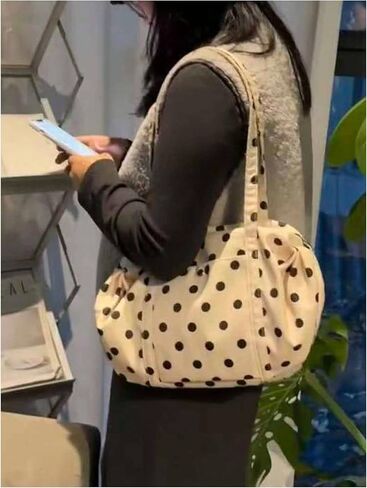 OYOANGLE Women's Polka Dots Shoulder Bags Double Handle Large Capacity Underarm Bag Y2K Handbags in Kuwait