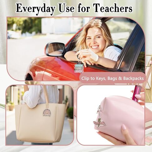 100 Pcs Motivational Teachers Keychains Bulk, Inspirational Leopard Boho Rainbow Acrylic Keychains for Women Men, End of Year Back to School Teacher Appreciation Gifts from Students, 20 Styles in Kuwait