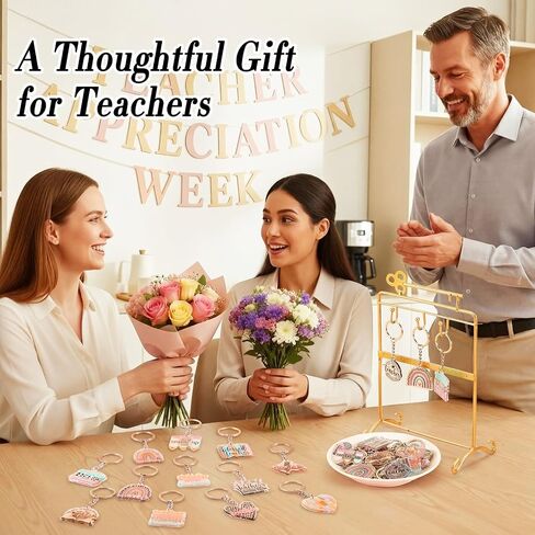 100 Pcs Motivational Teachers Keychains Bulk, Inspirational Leopard Boho Rainbow Acrylic Keychains for Women Men, End of Year Back to School Teacher Appreciation Gifts from Students, 20 Styles in Kuwait