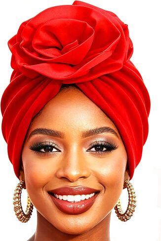 Urieo Gele African Head Wrap Red Pre-Tied Turban for Women in Kuwait
