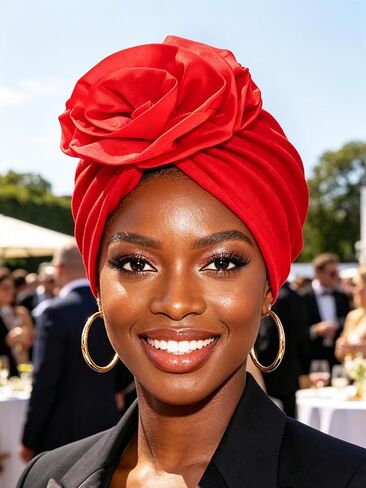 Urieo Gele African Head Wrap Red Pre-Tied Turban for Women in Kuwait