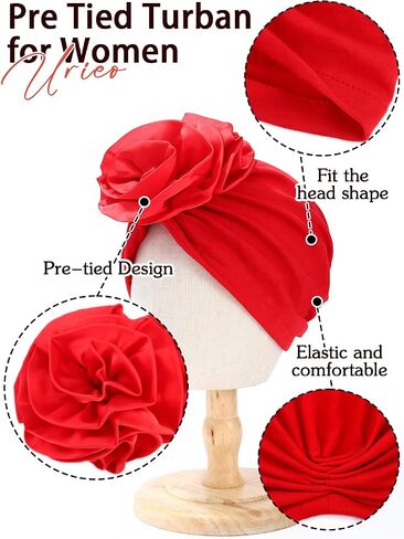 Urieo Gele African Head Wrap Red Pre-Tied Turban for Women in Kuwait