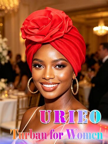 Urieo Gele African Head Wrap Red Pre-Tied Turban for Women in Kuwait