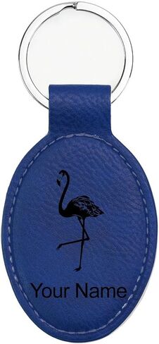 LaserGram Oval Keychain, Flamingo, Personalized Engraving Included in Saudi Arabia