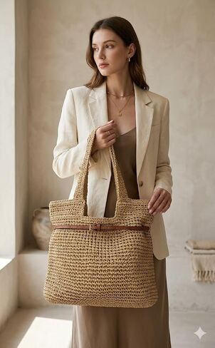 YXILEE Straw Bags For Women Large Travel Straw Totes Bag Woven Summer Handmade Shoulder Bag Handbag in Saudi Arabia
