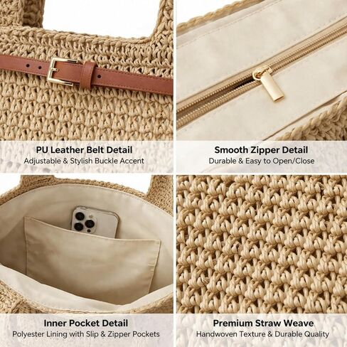 YXILEE Straw Bags For Women Large Travel Straw Totes Bag Woven Summer Handmade Shoulder Bag Handbag in Saudi Arabia