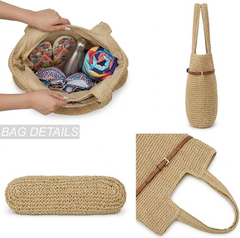 YXILEE Straw Bags For Women Large Travel Straw Totes Bag Woven Summer Handmade Shoulder Bag Handbag in Saudi Arabia
