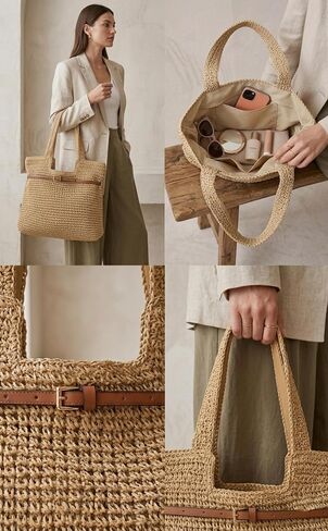 YXILEE Straw Bags For Women Large Travel Straw Totes Bag Woven Summer Handmade Shoulder Bag Handbag in Saudi Arabia