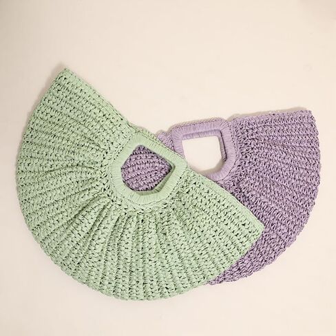 Straw Woven Tote Bag Hand Bags, Purses for Women with Geometric Handles Beach Ladies Handbags Holiday Women's Purse in Saudi Arabia