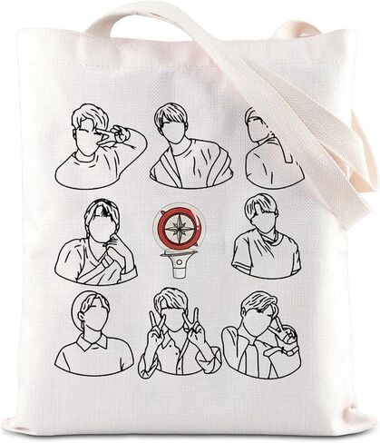 Korean Boy Group Merchandise Tote Bag Music Lovers Shoulder Bag Member Character Gift Album Stray Fans Gift(SKBoyGroupToteS) in Kuwait