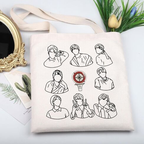Korean Boy Group Merchandise Tote Bag Music Lovers Shoulder Bag Member Character Gift Album Stray Fans Gift(SKBoyGroupToteS) in Kuwait