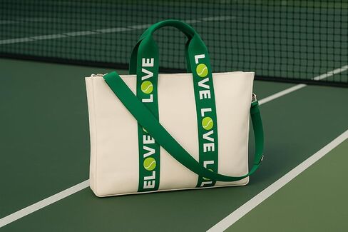 Tennis Tote- LOVE Tote - Premium Oversized Canvas Court Bag with Interior Zipper Pockets. Introductory Price - Favorite for Tennis Friends, Players and Captains. in Saudi Arabia