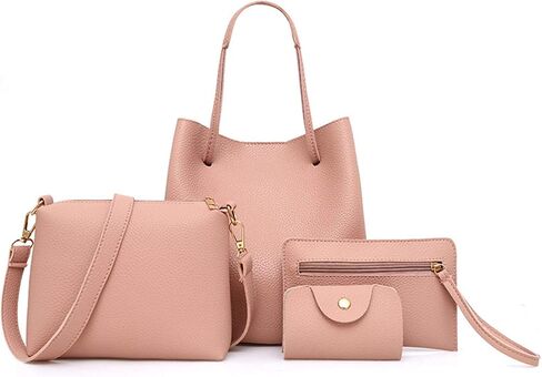 4Pcs/set Leather Women Handbag Shoulder Bag Tote Card Holder Purse Satchel Women Bucket Bag in Saudi Arabia