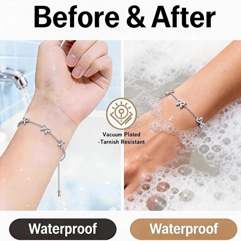 Dainty Bow Bracelet for Women | 14K Gold Plated Hypoallergenic Stainless Steel | Adjustable Waterproof Ribbon-Inspired Design | Non-Tarnish Jewelry Gift in Saudi Arabia