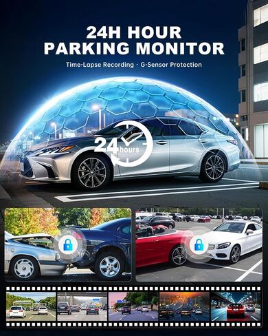 JOMISE 4K Dash Cam,5G WiFi Car Camera Built-in GPS,4K+1080P Dash Cam Front and Rear Inside,170° Wide Angle dashcam,24H Parking Mode with Loop Recording, Night Vision, 64GB Card,3-Inch Screen,Max 256GB in Kuwait