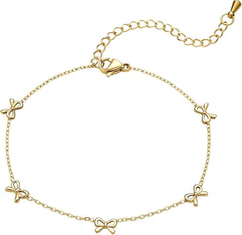 Dainty Bow Bracelet for Women | 14K Gold Plated Hypoallergenic Stainless Steel | Adjustable Waterproof Ribbon-Inspired Design | Non-Tarnish Jewelry Gift in Saudi Arabia